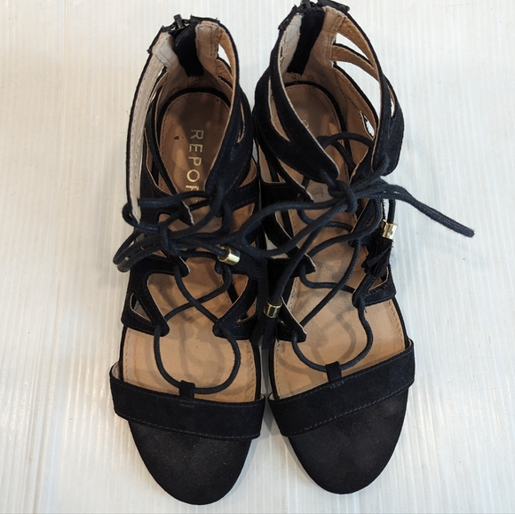 REPORT women's black lace-up gladiator sandals size 7.5 - Picture 8 of 11